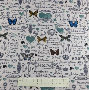 Fabric by the Metre - 824 Butterflies - Blue
